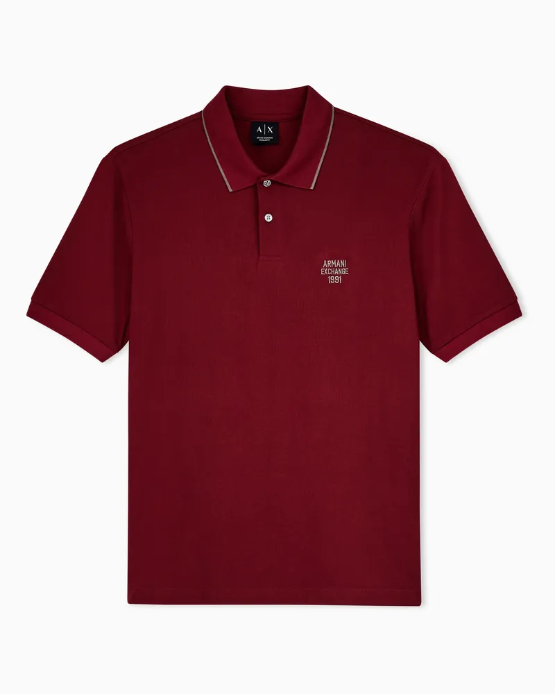 Armani Exchange Regular Fit Poloshirt aus Baumwollpikee mit Zweiknopfleiste Rot