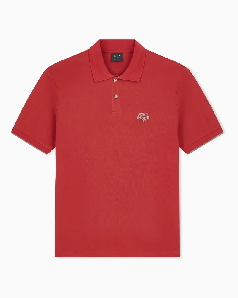 Armani Exchange Regular Fit Poloshirt aus Baumwollpikee mit Zweiknopfleiste Rot