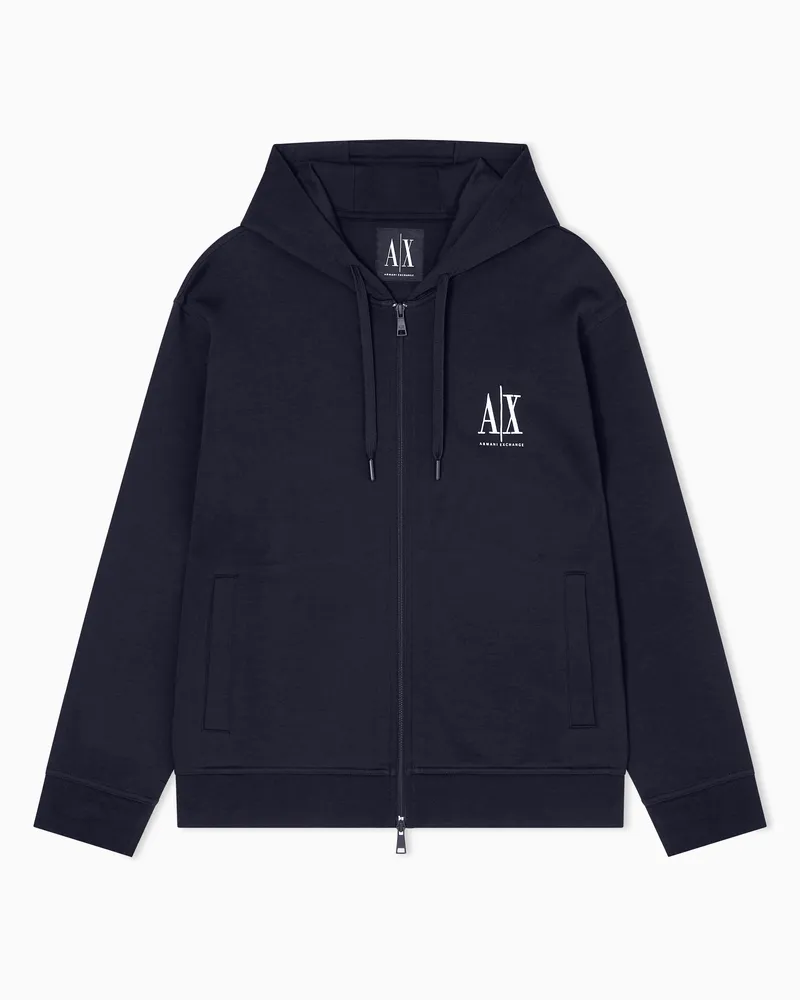 Armani Exchange Zip-up hoodie with embroidered logo Marineblau