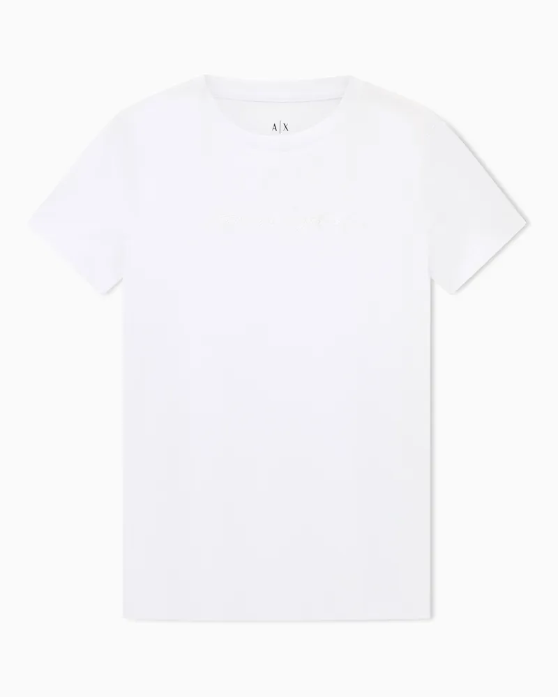 Armani Exchange Jersey-T-Shirt mit normaler Passform Weiß
