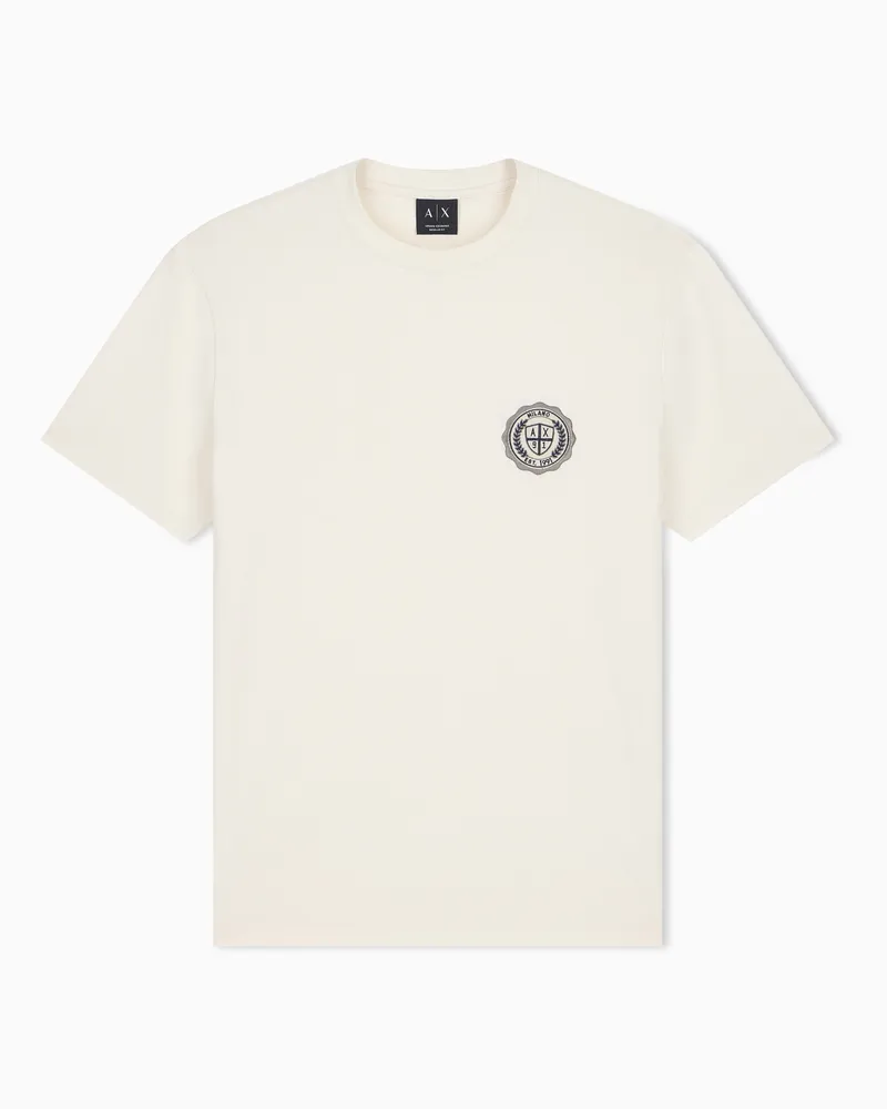 Armani Exchange T-Shirt Crossover im Regular Fit aus Baumwolljersey Weiß