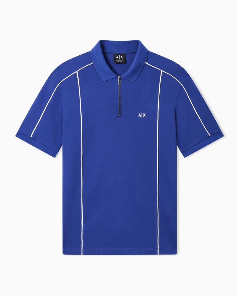 Armani Exchange Classic Cotton Piqué Polo Shirt Blau