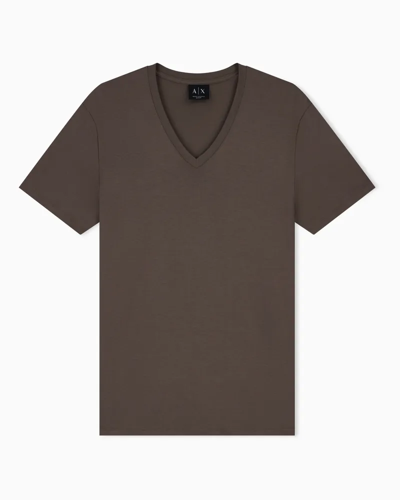 Armani Exchange T-Shirt im Slim Fit aus Pima-Baumwolljersey Braun