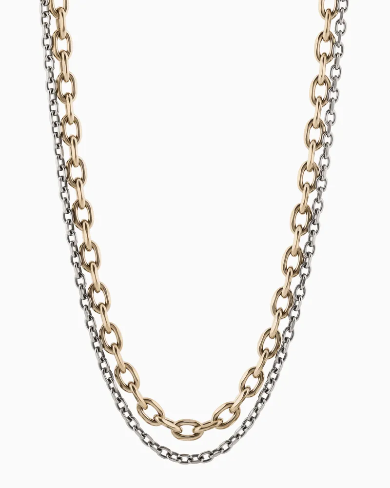 Armani Exchange Doppelte Halskette aus gold- und silberfarbenem Edelstahl Mehrfarbig
