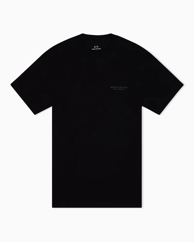 Armani Exchange T-Shirt mit normaler Passform und Logo Schwarz