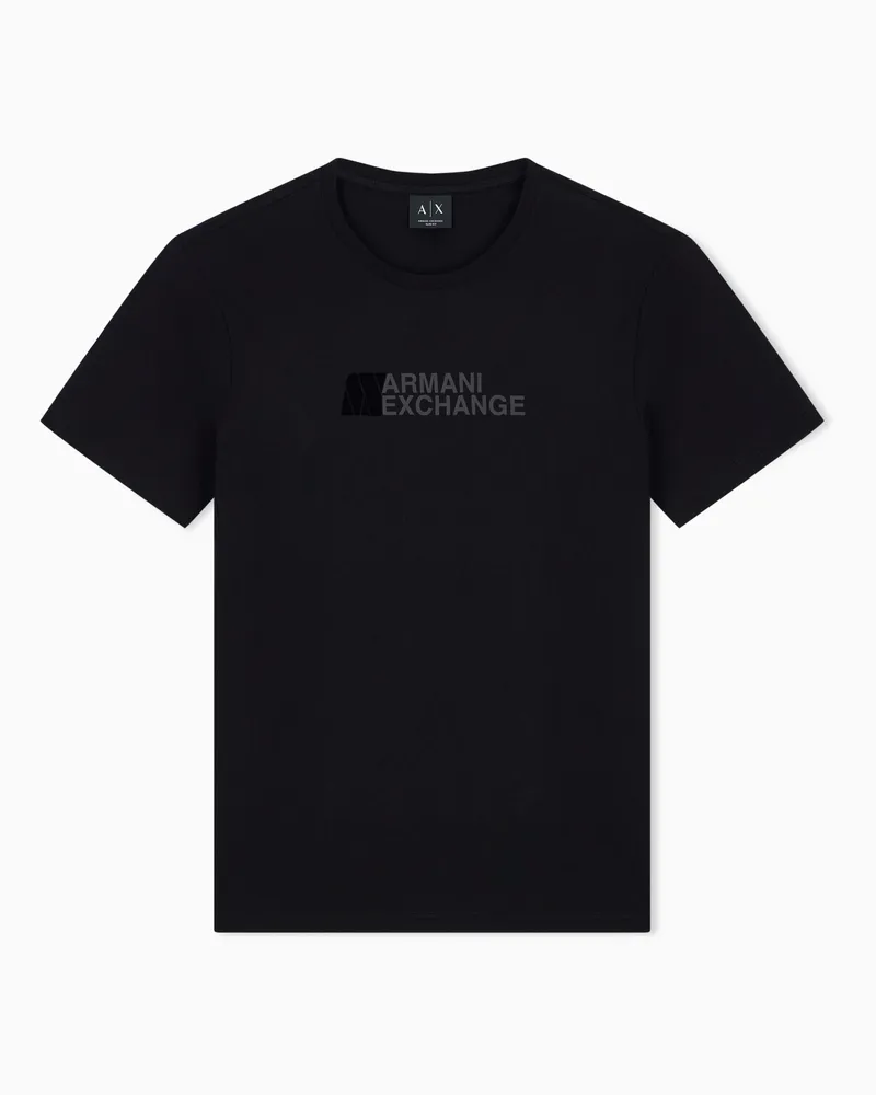 Armani Exchange T-Shirt Slim Fit Rundhals aus Baumwolljersey mit Logoprint Schwarz