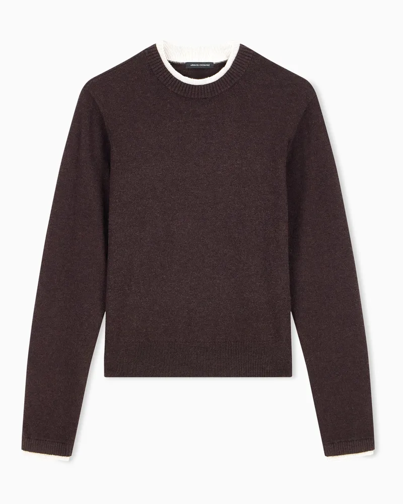 Armani Exchange Strickpullover mit regulärem Schnitt aus Viskose und Kaschmir Braun