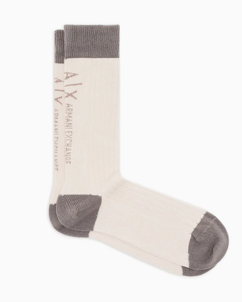 Armani Exchange Zweifarbige Socken Beige