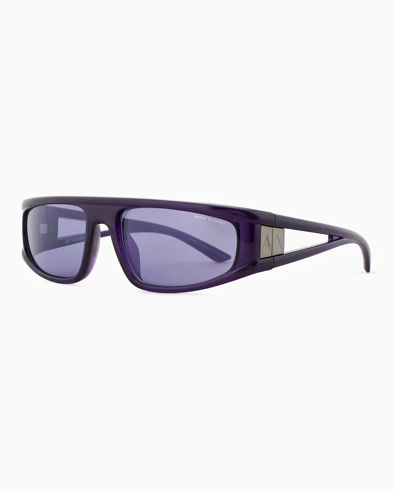 Armani Exchange Sonnenbrille mit unregelmäßig geformter Fassung für Herren Violett
