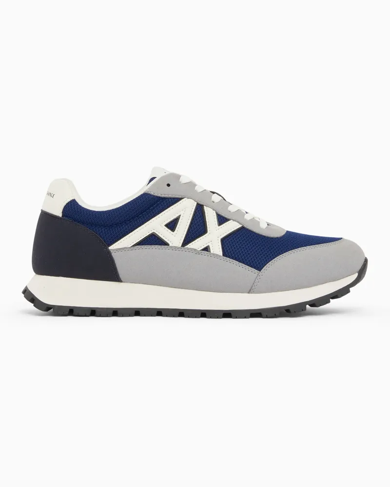 Armani Exchange Sneaker aus Mesh mit Schnürung und robuster Gummisohle Blau