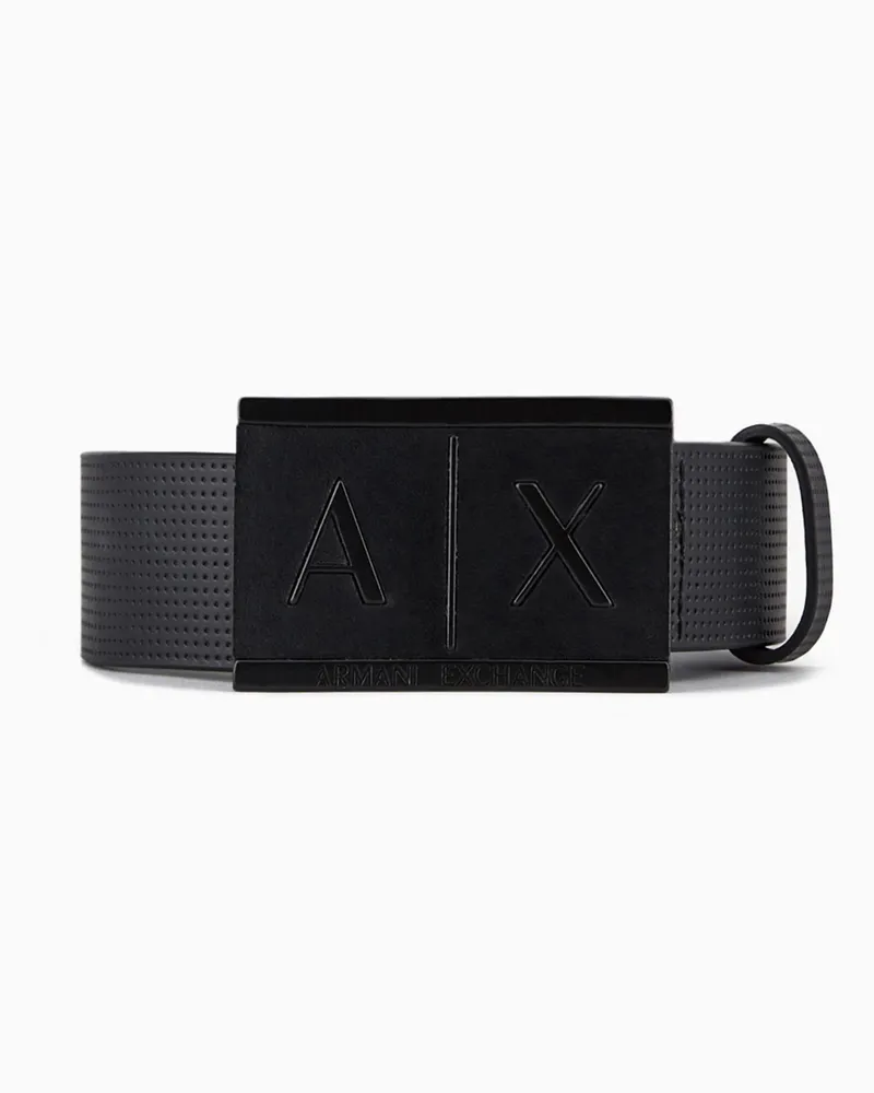 Armani Exchange Ledergürtel mit rechteckiger Schnalle Schwarz