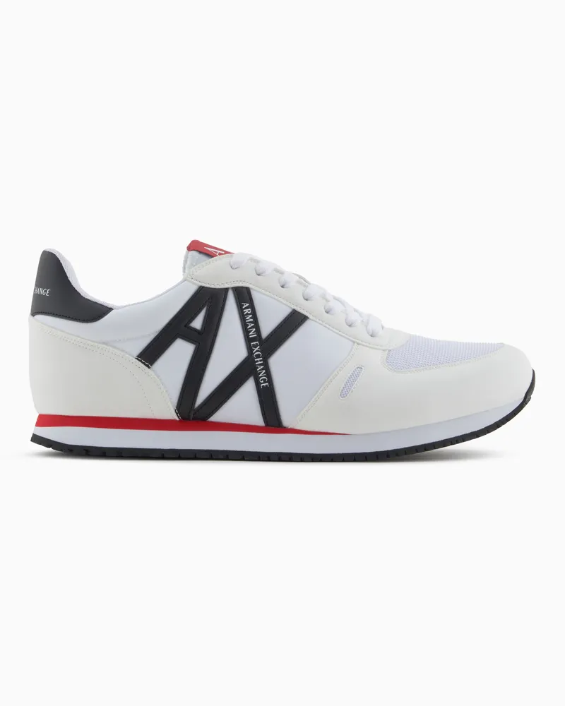 Armani Exchange Sneakers aus Öko-Wildleder, Mesh und Nylon Weiß