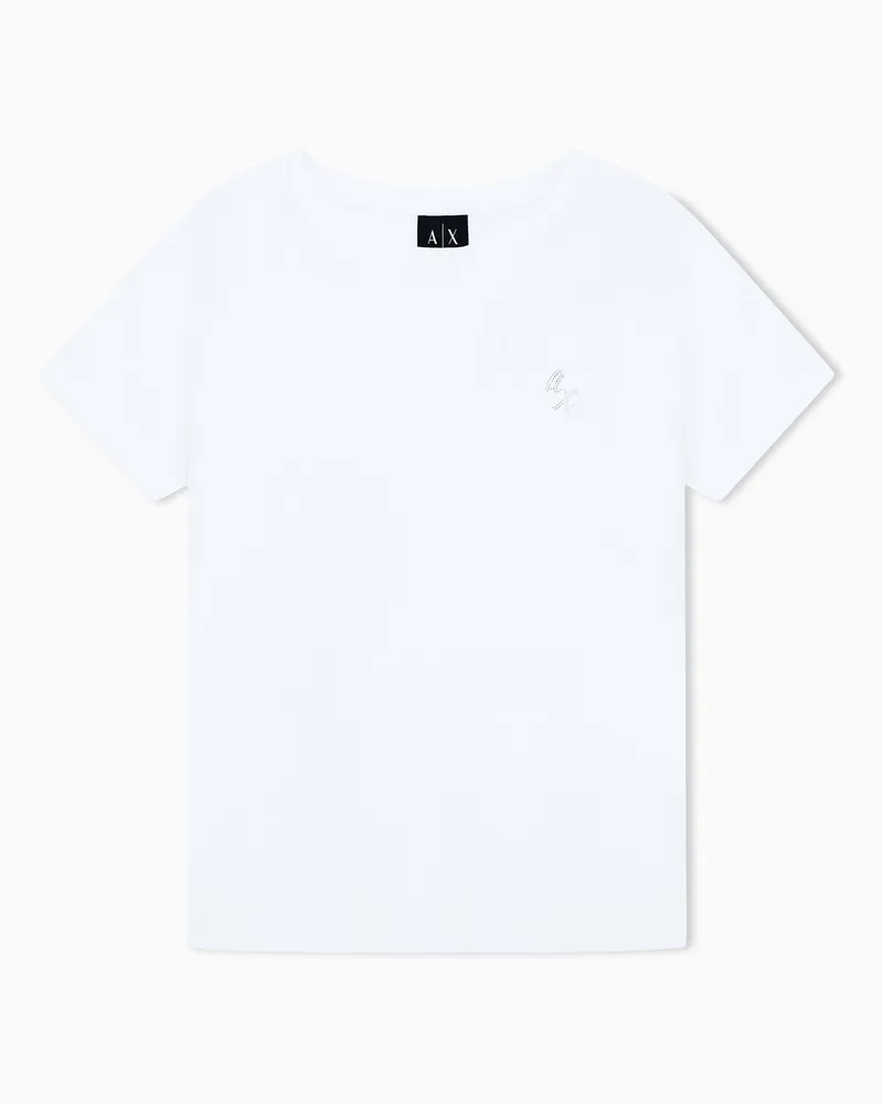 Armani Exchange Oversize-T-Shirt aus Baumwolljersey mit Rundhalsausschnitt Weiß