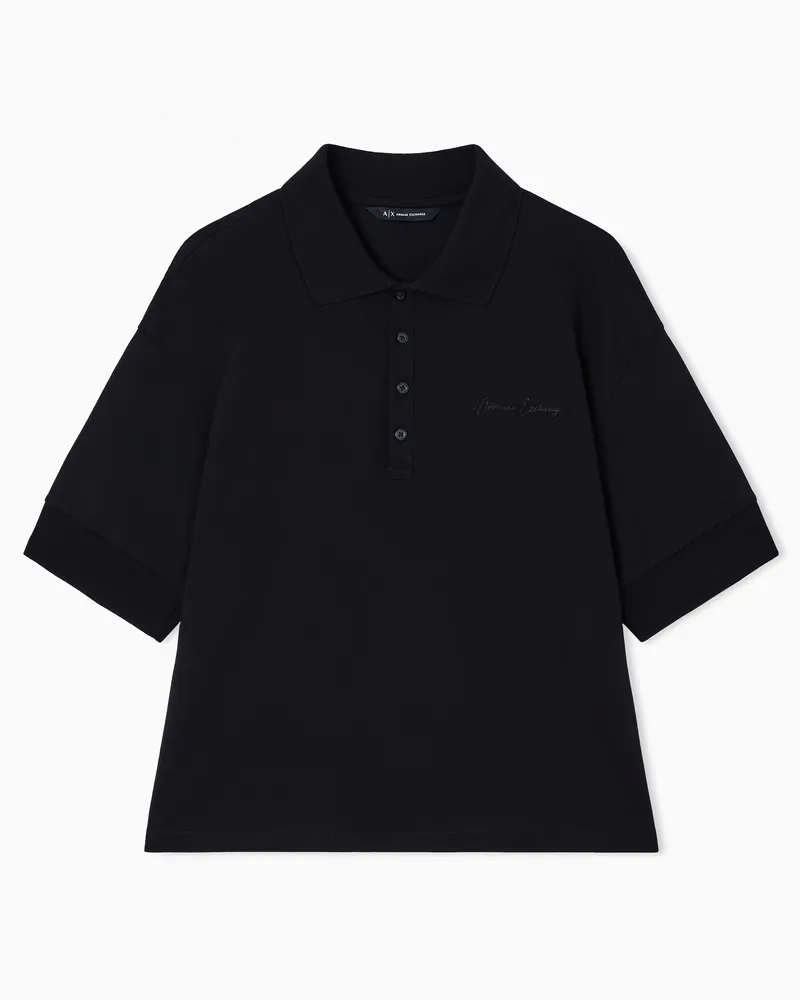 Armani Exchange Stretch-Piqué-Poloshirt mit Logo Schwarz