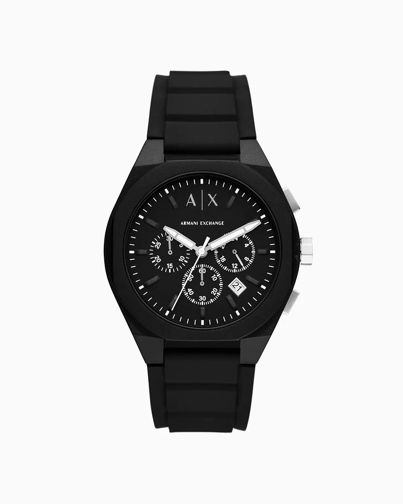 Armani Exchange Schwarzer Chronograph mit Silikonarmband Schwarz