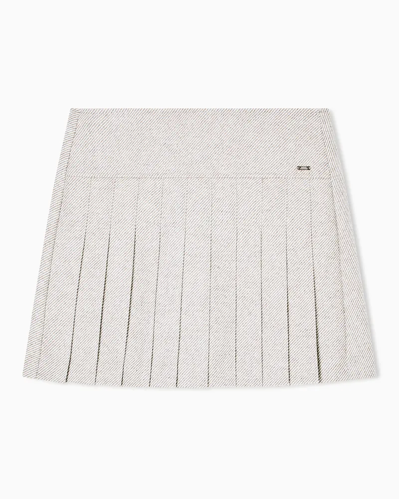 Armani Exchange Plissierter Minirock aus Fischgrätgewebe Beige