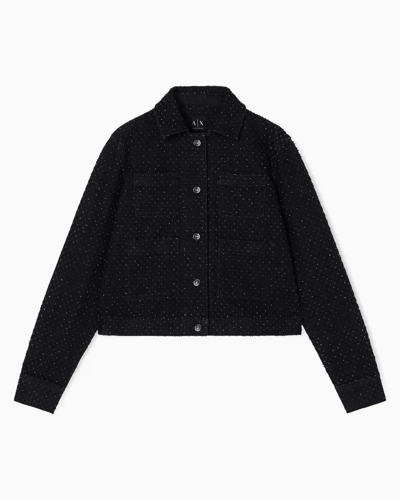 Armani Exchange Schwarze Jeansjacke mit Strassapplikationen Schwarz