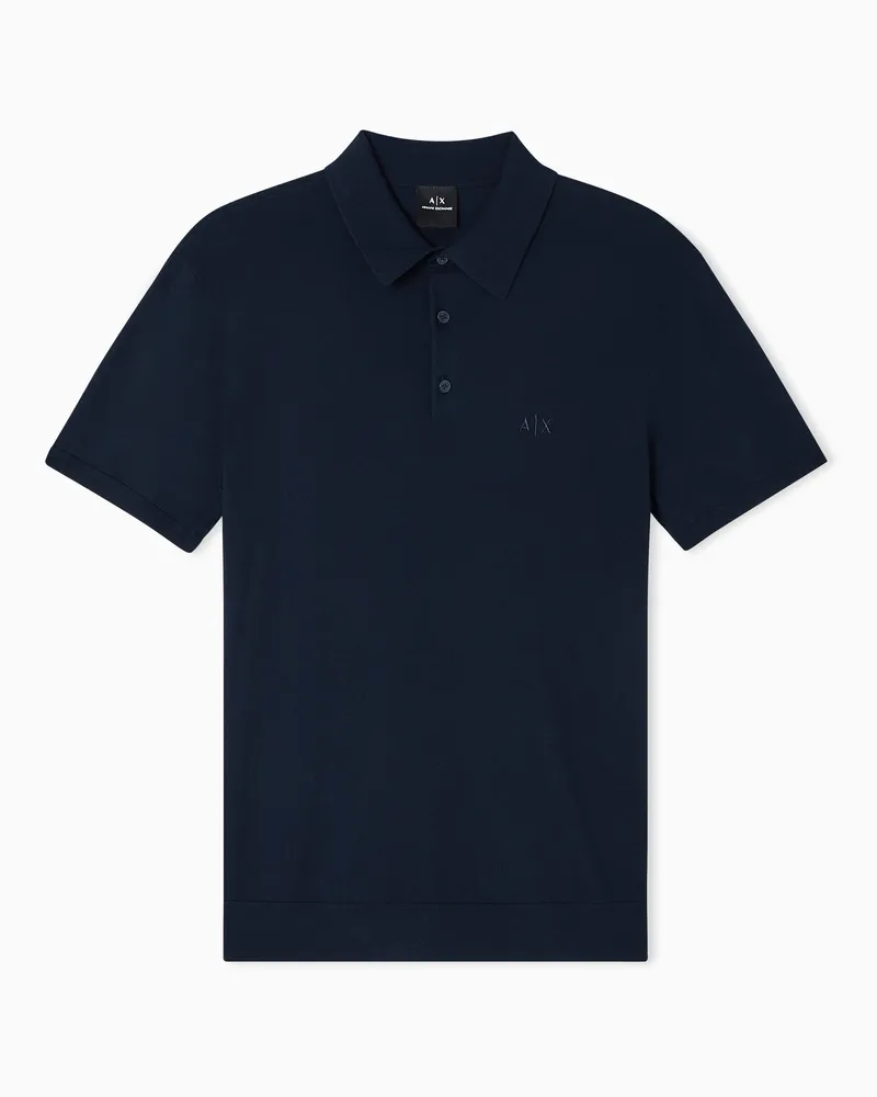 Armani Exchange Piqué-Poloshirt mit kontrastierenden Details Marineblau