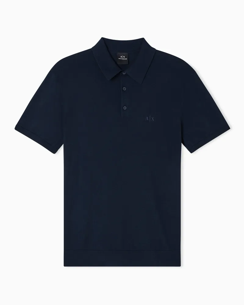 Armani Exchange Poloshirt aus gestrickter Baumwolle mit Kragen Marineblau