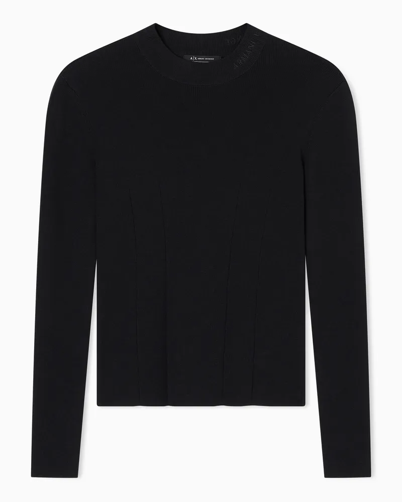 Armani Exchange Pullover mit breiter Rippe Schwarz