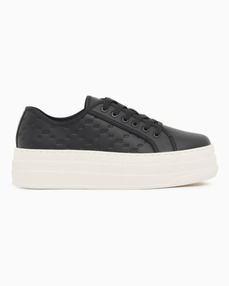 Armani Exchange Plateau-Sneaker mit Schnürung und dezentem Prägemuster Schwarz