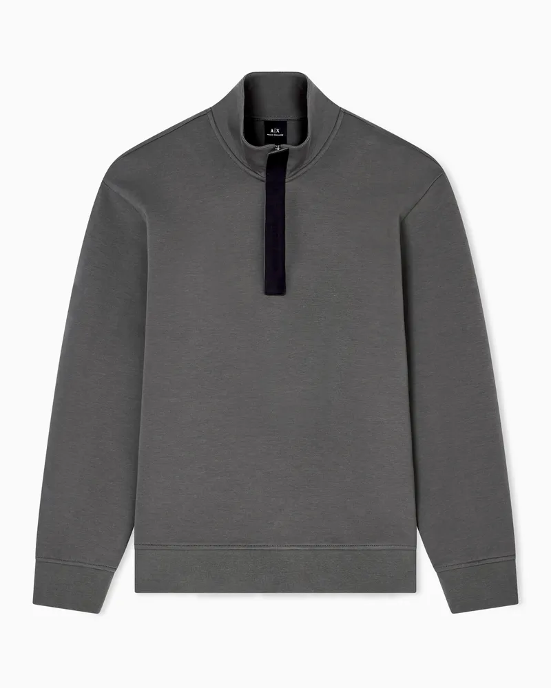 Armani Exchange Sweatshirt mit hohem Kragen und Knöpfen Grün