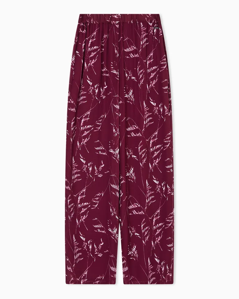Armani Exchange Bundfaltenhose aus Chiffon mit Blattwerk Gemustert