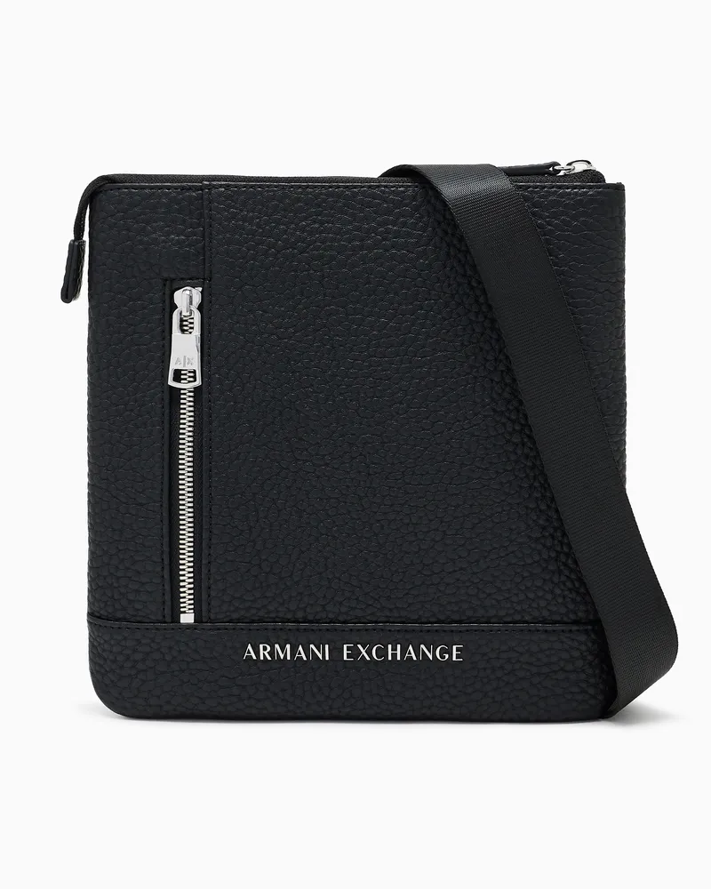 Armani Exchange Flache Umhängetasche mit Außentasche Schwarz