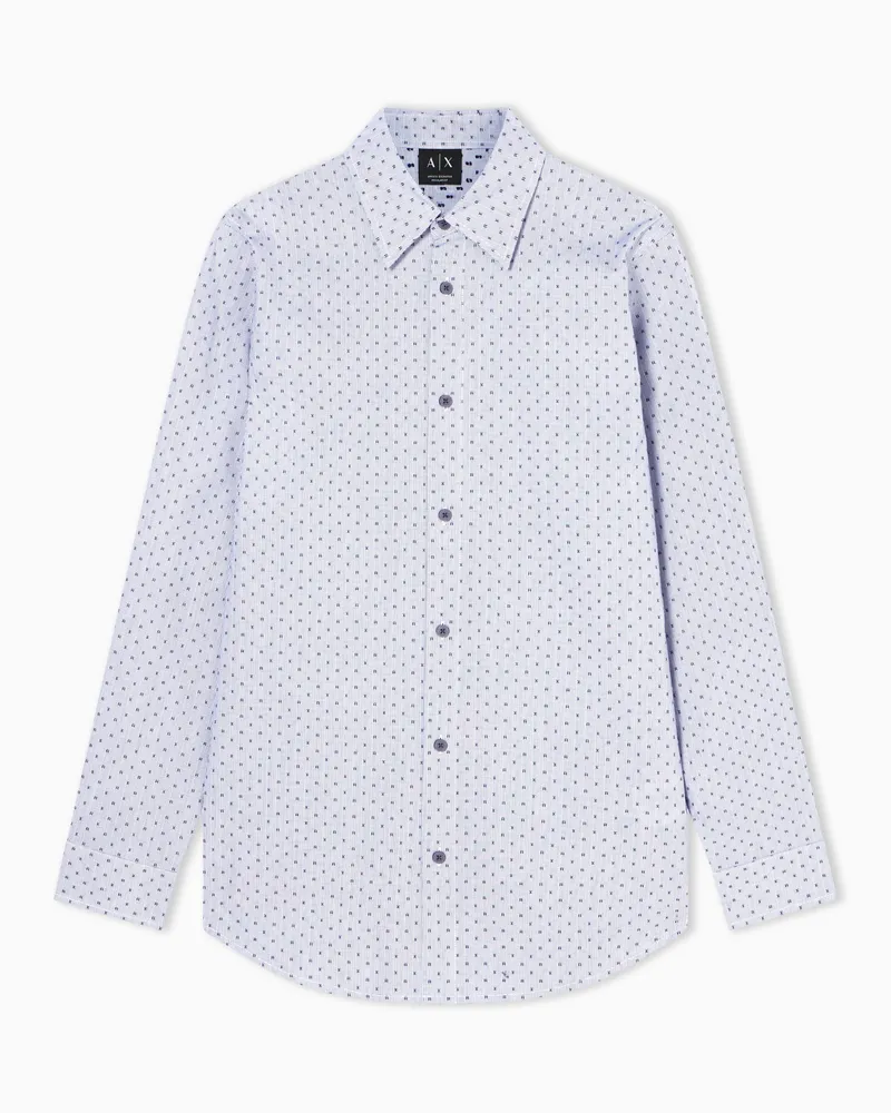 Armani Exchange Normal geschnittenes Jacquard-Baumwollhemd (garngefärbt Blau