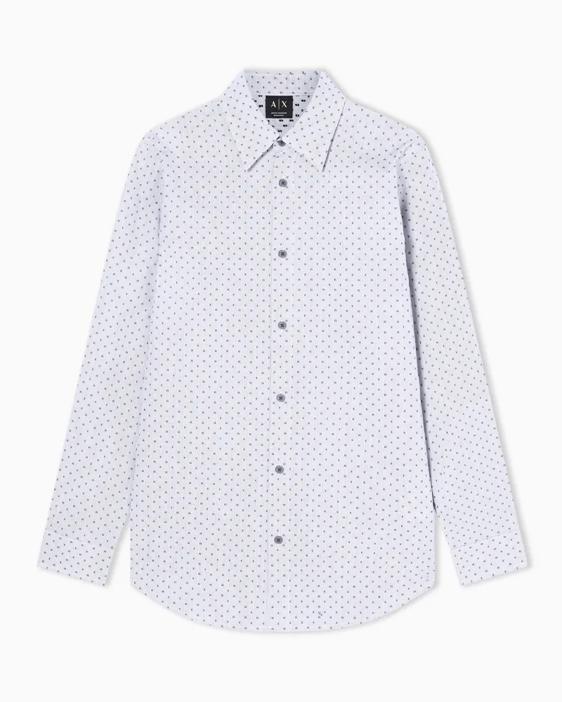 Armani Exchange Normal geschnittenes Jacquard-Baumwollhemd (garngefärbt Blau