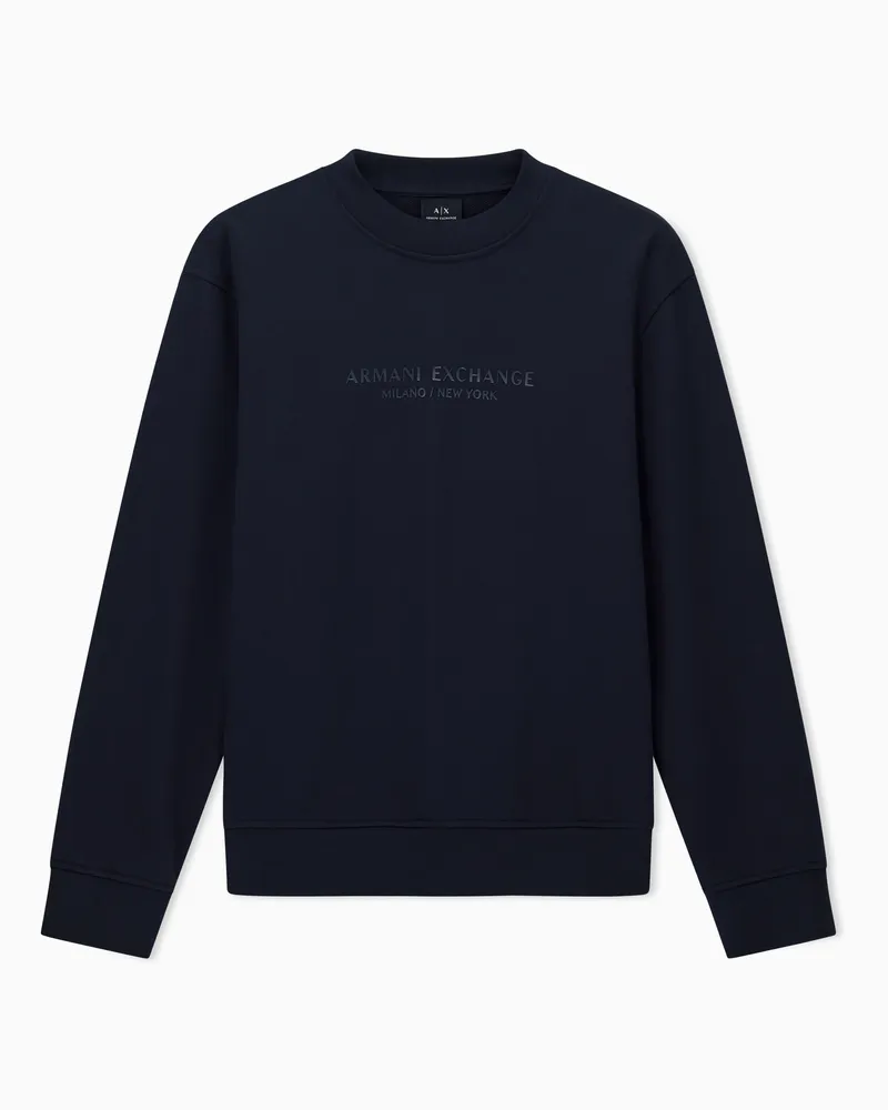 Armani Exchange Sweatshirt mit Rundhalsausschnitt und farblich abgestimmtem Logo Marineblau
