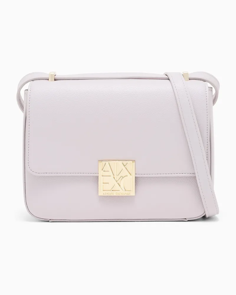 Armani Exchange Strukturierte Umhängetasche mit quadratischer Logoplakette Pink