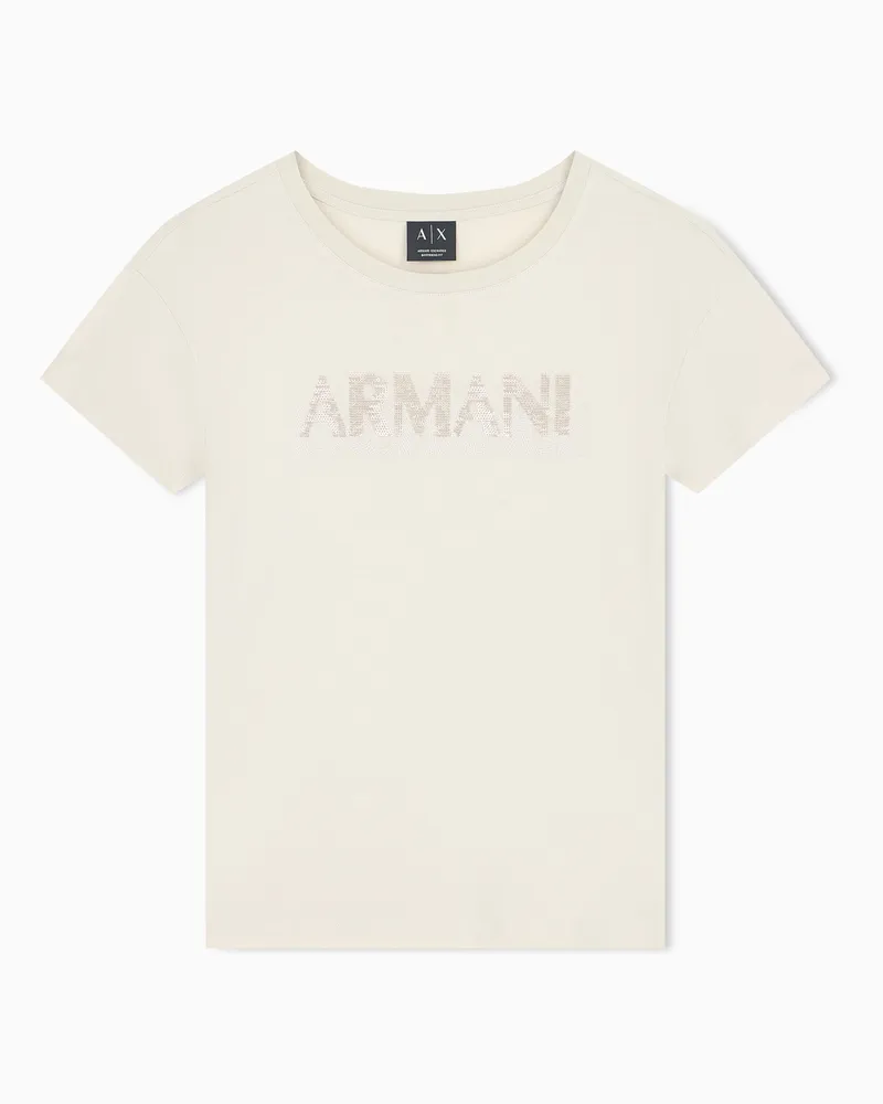 Armani Exchange Oversize T-Shirt aus Baumwolljersey Beige
