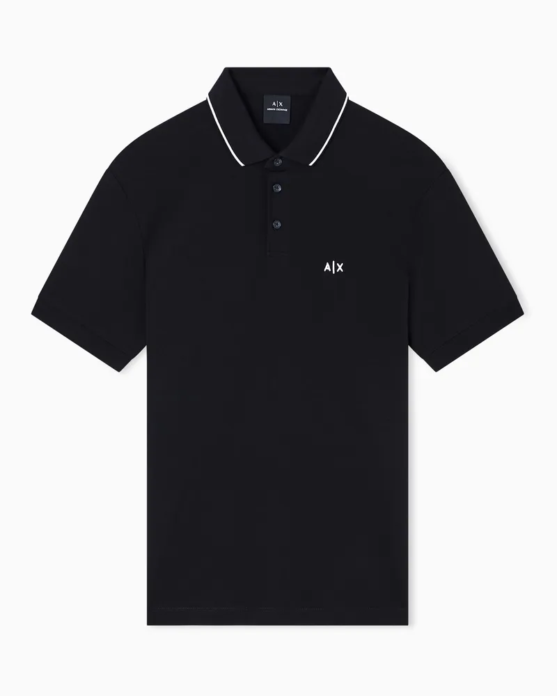 Armani Exchange Slim Fit Poloshirt mit Logo und Paspelierung Schwarz