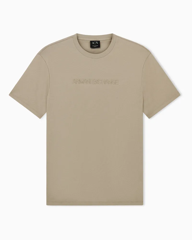 Armani Exchange Slim-Fit T-shirt in Cotton Jersey Beige