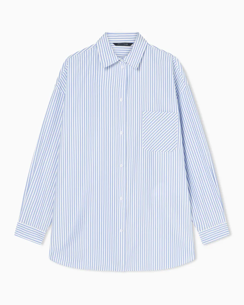 Armani Exchange Übergroßes gestreiftes Hemd Hellblau