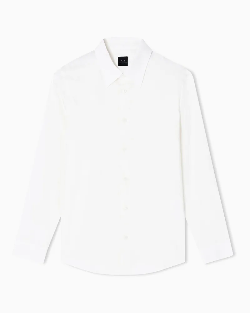 Armani Exchange Normal geschnittenes Jacquard-Baumwollhemd Weiß