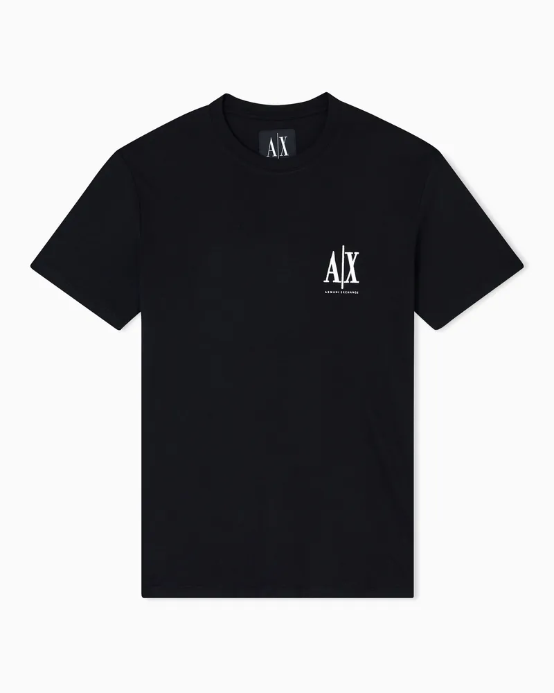 Armani Exchange Normal geschnittenes T-Shirt aus Baumwolljersey Schwarz