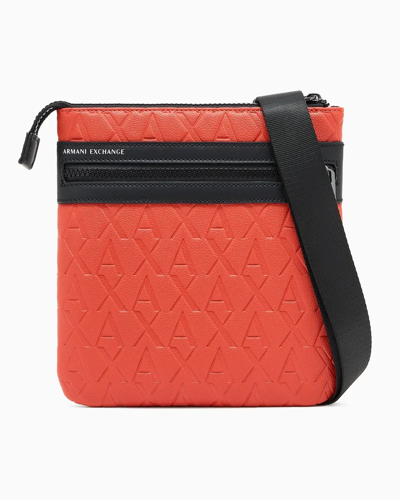 Armani Exchange Flache Umhängetasche mit Allover-Logo Orange