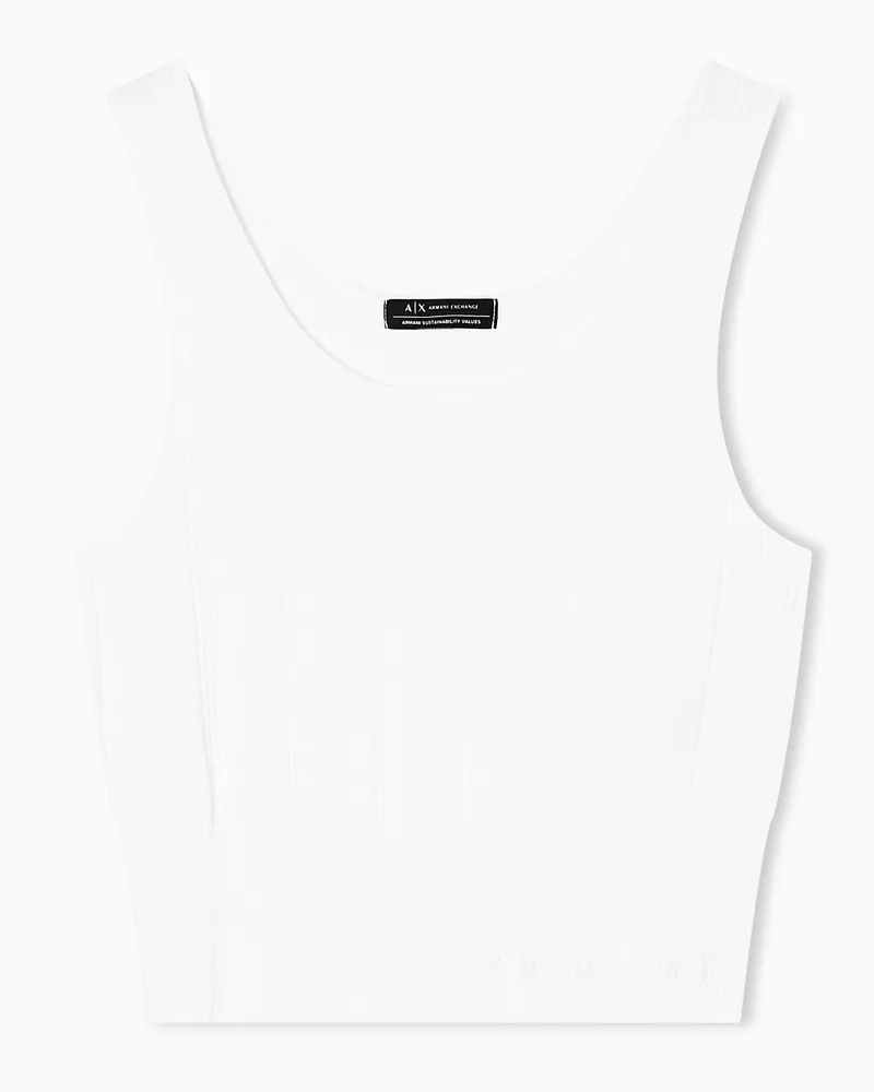 Armani Exchange Breites Rippentop Weiß