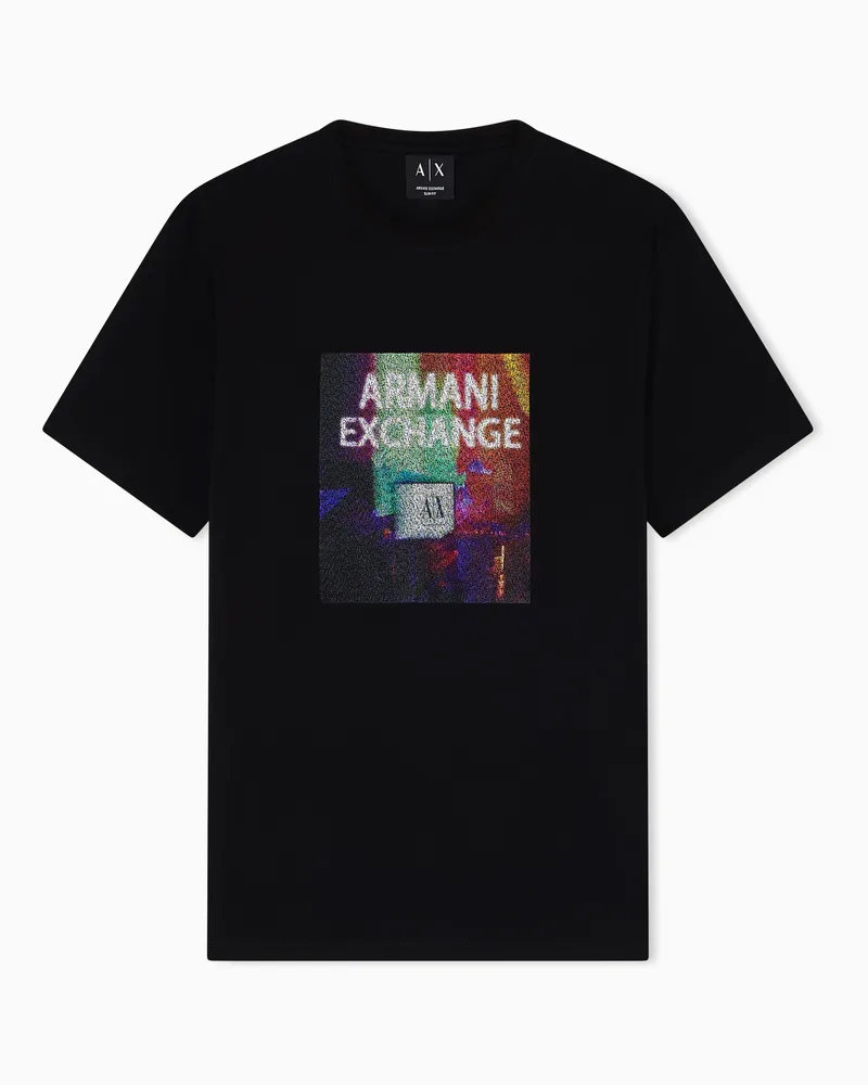 Armani Exchange Slim Fit T-Shirt in Cotton Jersey Schwarz