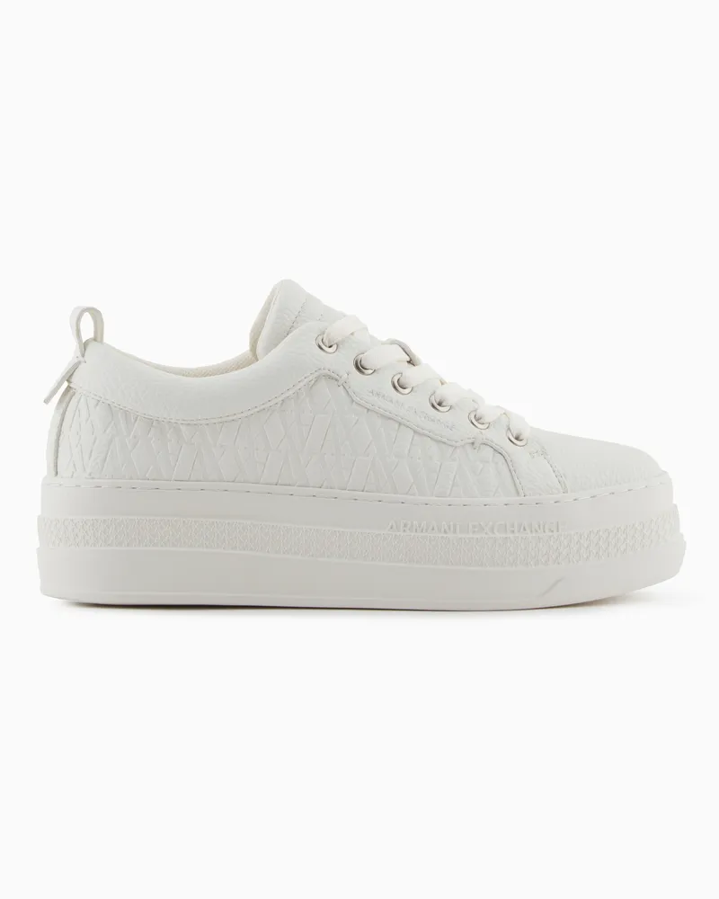 Armani Exchange ALL OVER EMBOSSED LOGO SNEAKERS Weiß