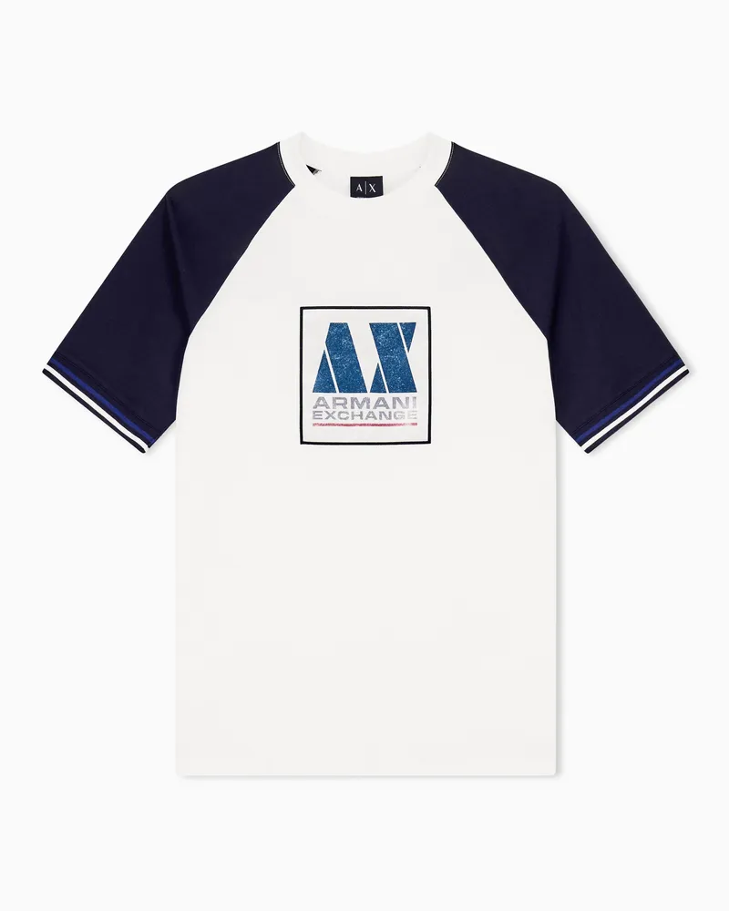 Armani Exchange Regular Fit T-Shirt aus Baumwolljersey Blau