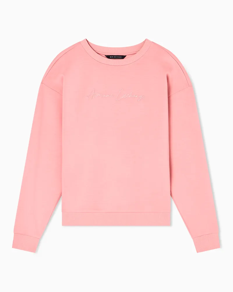 Armani Exchange Basic Sweatshirt mit Rundhalsausschnitt Pink