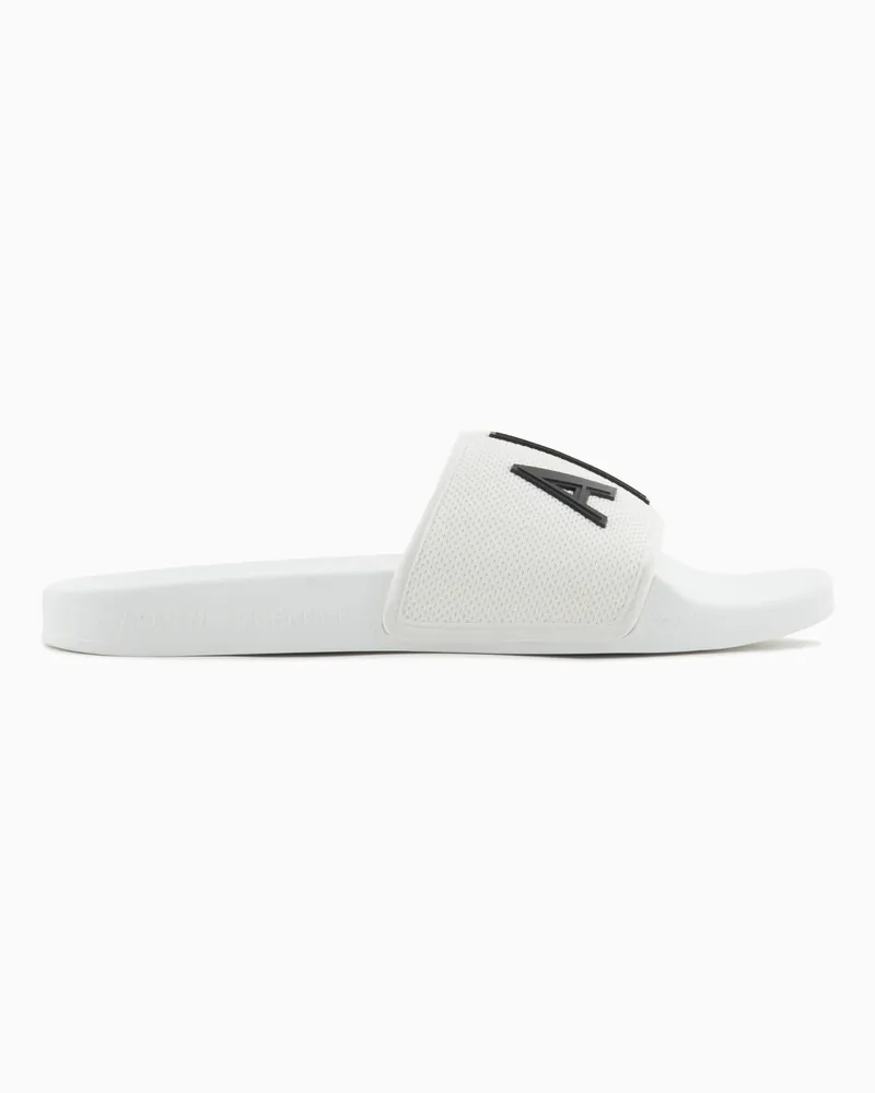 Armani Exchange Slider-Slipper mit Logo Weiß