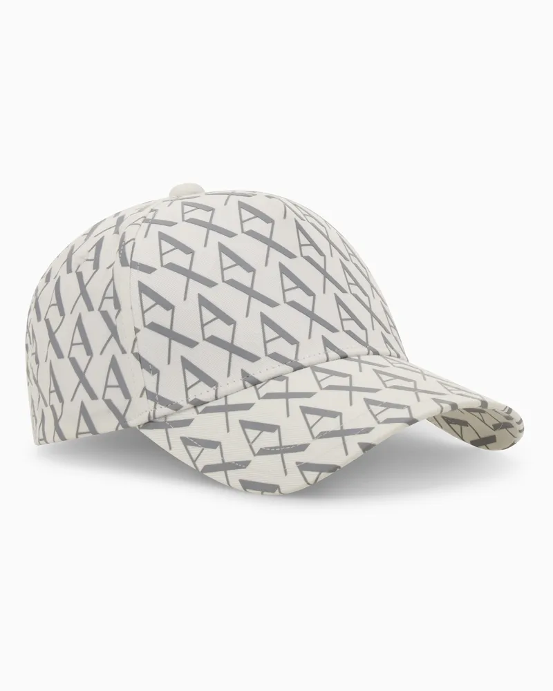 Armani Exchange Mütze mit Schirm und Allover-Logo Weiß