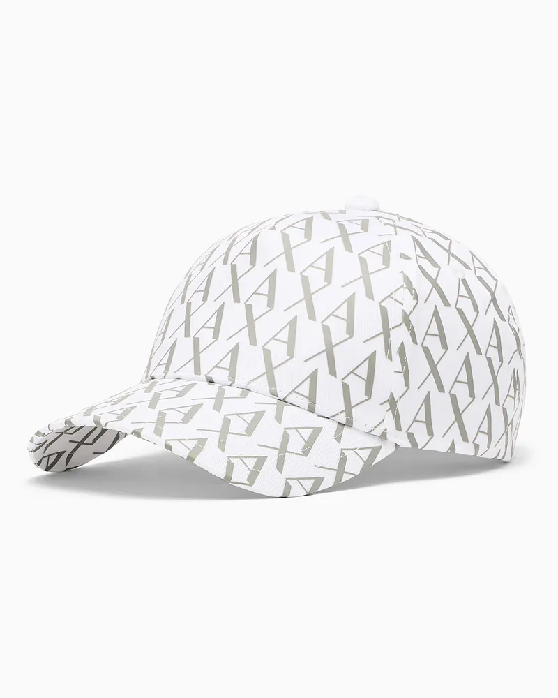 Armani Exchange Baseballkappe aus Baumwolltwill mit Prägemuster Essential Weiß