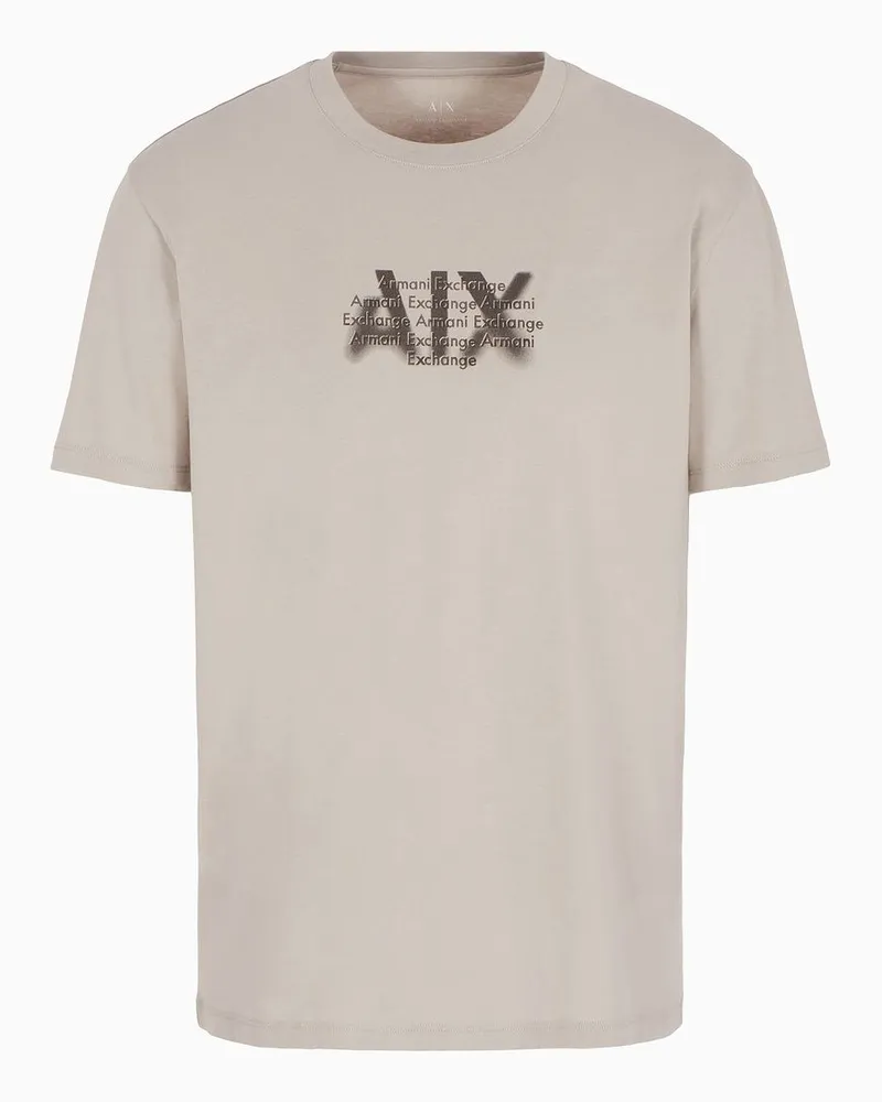 Armani Exchange T-shirt mit Normaler Passform und Urbanem Militärlogo Aus Asv-baumwolle Beige