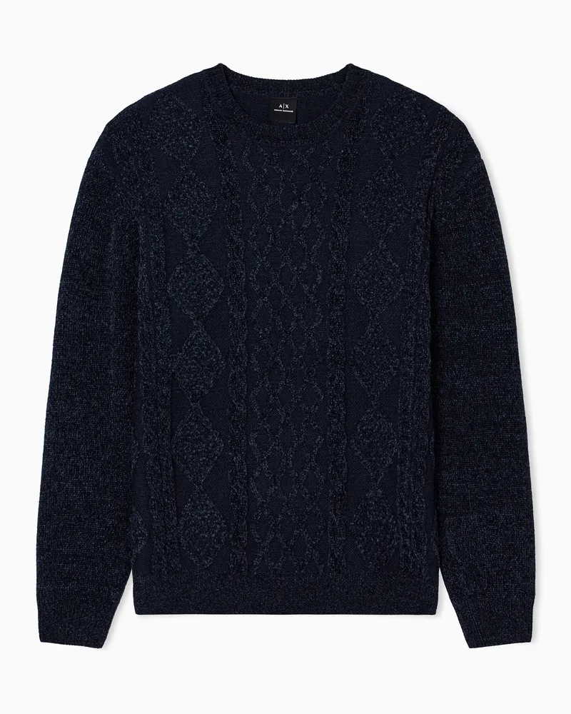 Armani Exchange Gewebter Strickpullover Marineblau