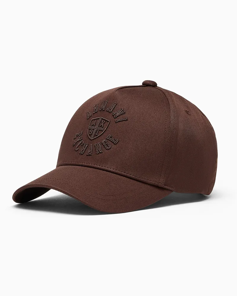 Armani Exchange Baseballkappe Crossover aus Baumwolltwill mit Logostickerei Braun